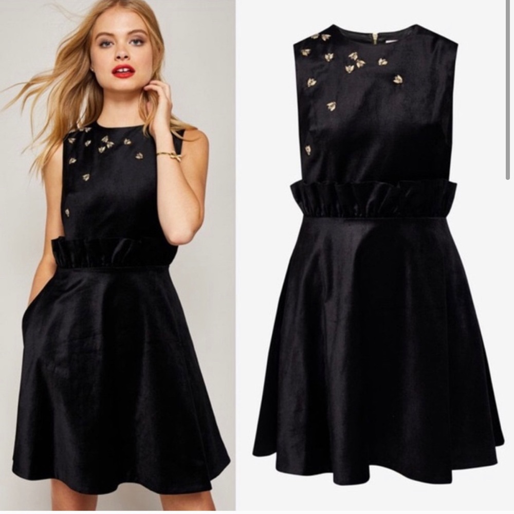 ❤️Ted Baker Embellished Bee Ruffle Shift Dress